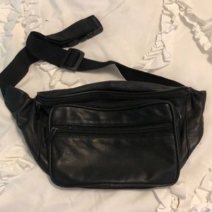 Faux Leather Black Fanny Pack
